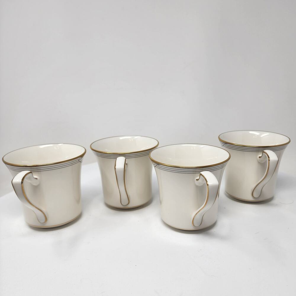 4 Noritake Golden Cove Mugs Fine China 7719 Made in Japan Cream Grey Gold Rim - Picture 4 of 8